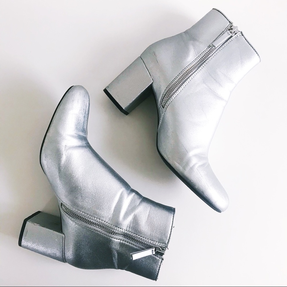 ZARA Shoes | Silver Ankle Heel Boots | Size 39